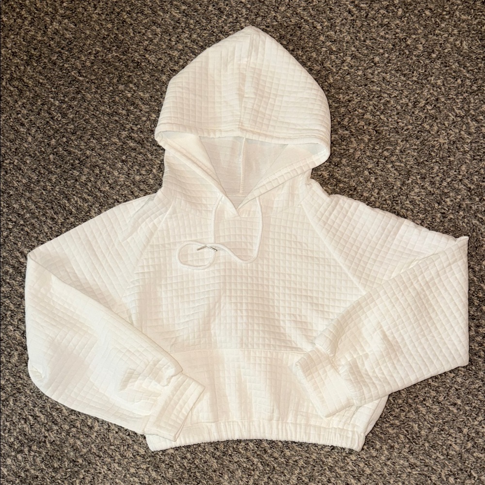 white cropped Hooded Sweater